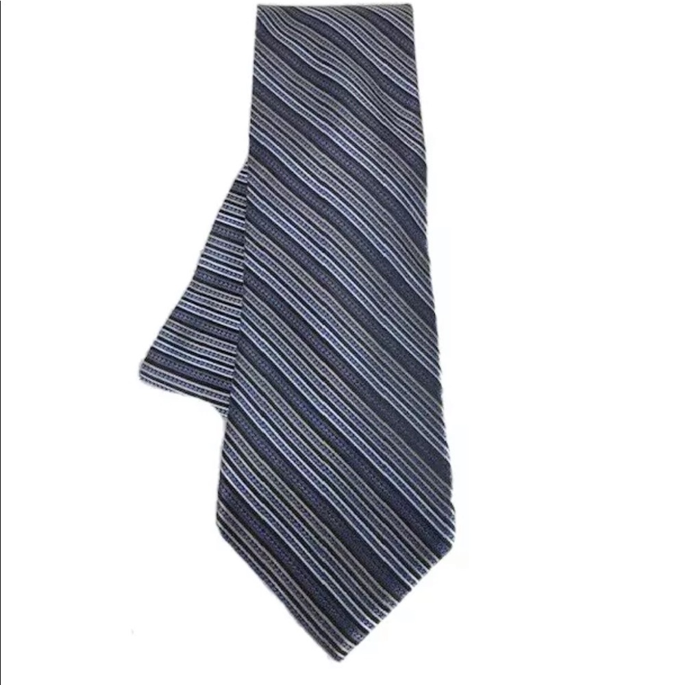 Bruno Piattelli Roma Tie Hanky Set Brown Royal Blue Silver Beige Striped 3.5"